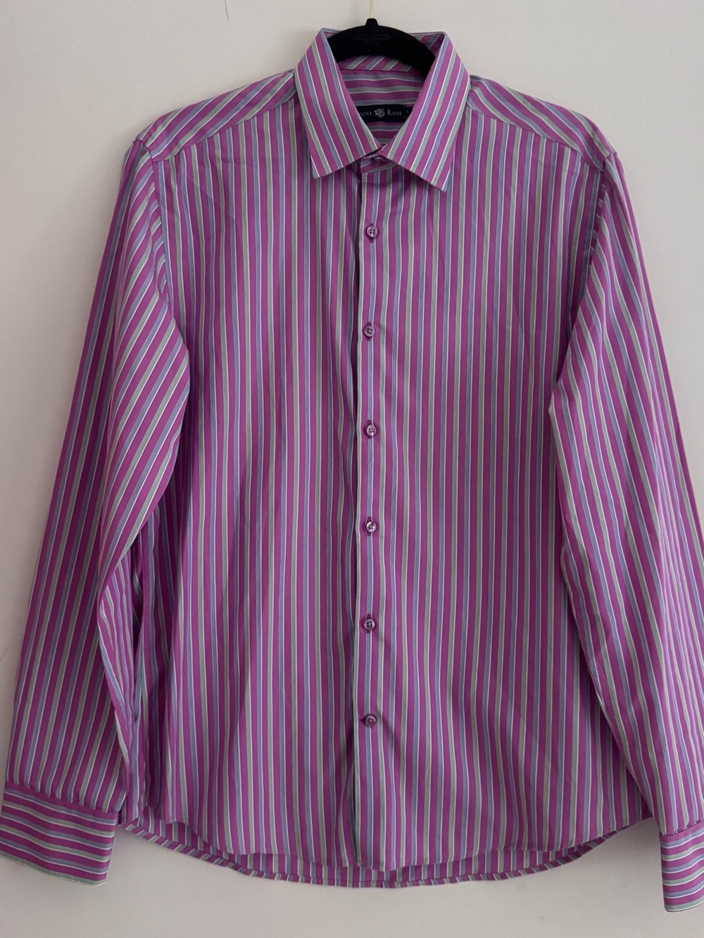 Stone Rose  Striped Dress Shirt Size 3 Pink, Light Green, Blue